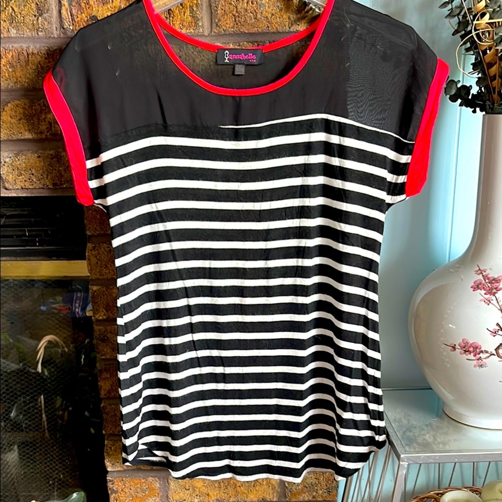 🎈3/$20 Annabelle black white striped blouse